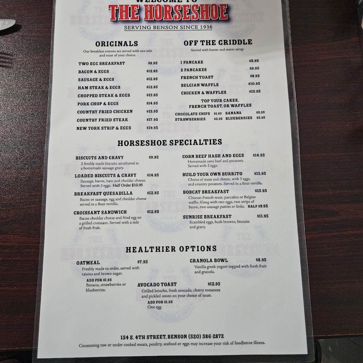 The Horseshoe Menu - Image 3
